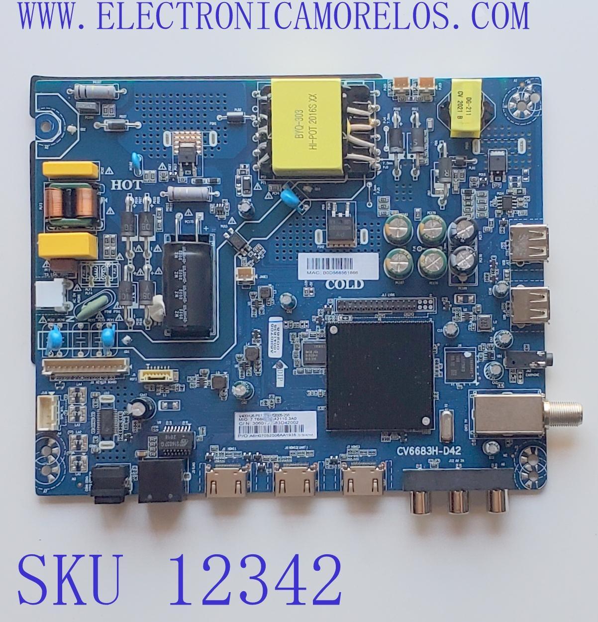 MAIN FUENTE COMBO PARA TV SANSUI ORIGINAL / NUMERO DE PARTE A6H0705 / CV6683H-D42 / 7.T6683HD42110.3A0 / 306010J683D42002/ V400HJ6-PE1 / H2E04577A1 / CQC15001134432 / PANEL CX400DLEDM / DISPLAY V400HJ6-PE1 REV.C3 / V400HJ6-PE1 / MODELO S40P28FN	 - Imagen 1